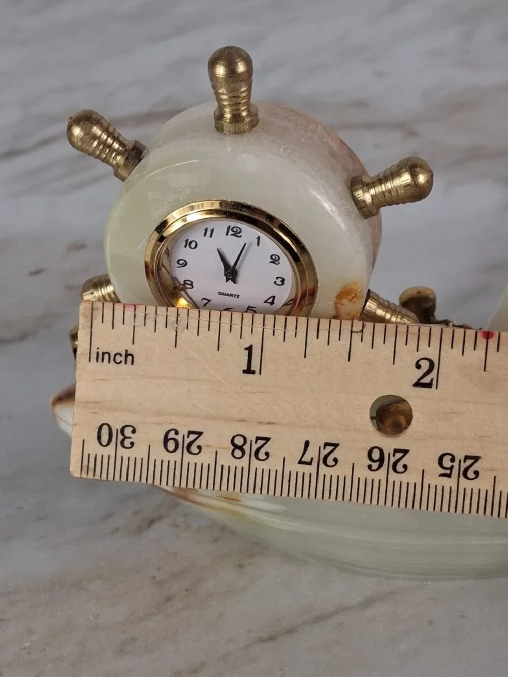 Decorative Collectible Ship Clock Desk Mentel Marble Onyx Handmade Imported NEW
